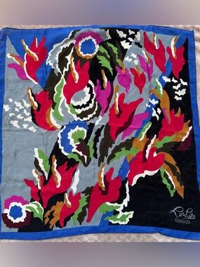 Cacharel Multicolor Floral Silk Scarf  22” square